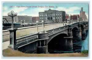 c1910s View from Locust Street Bridge, Des Moines Iowa IA Postcard