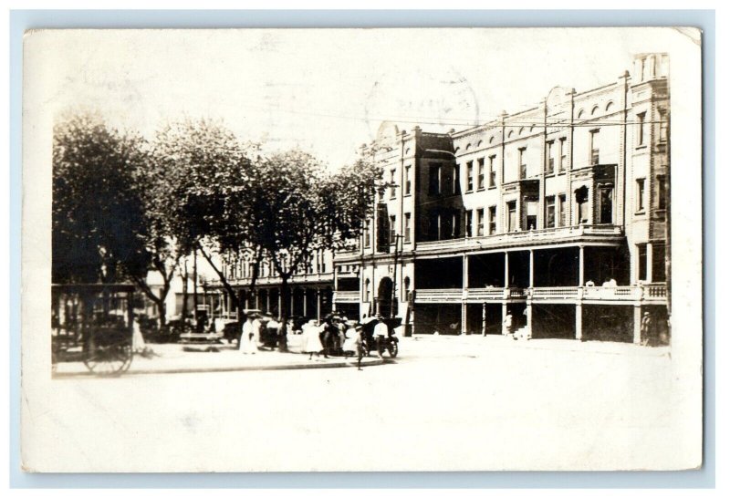 1911 Hotel Wilson Building Street View Mason City Iowa IA RPPC Photo Postcard 