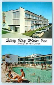 OCEAN CITY, New Jersey NJ ~ Roadside STING RAY MOTOR INN 1950s Cars  Postcard