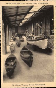 Newport News Virginia VA Mariners Museum Small Boat Display Vintage Postcard