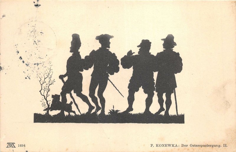 Lot170 silhouette germany postcard p konewka artist signed the easter walk