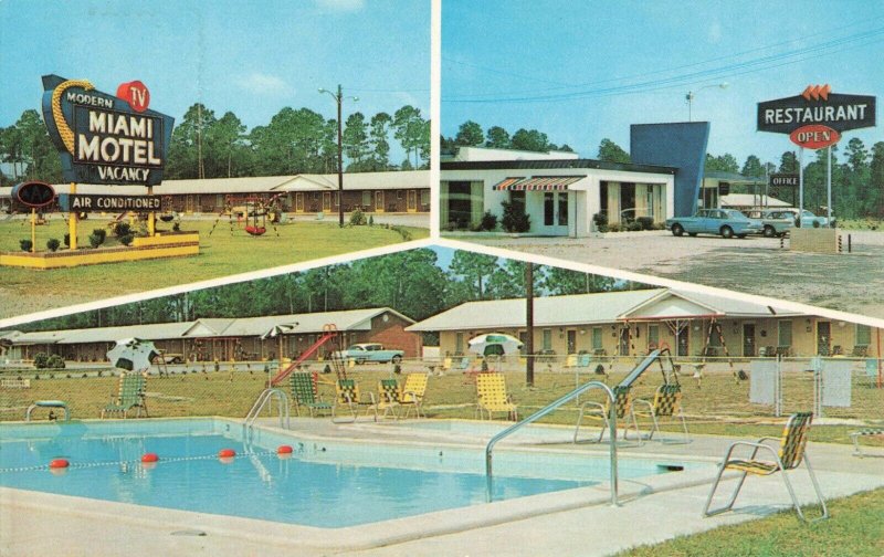 Postcard Miami Motel and Restaurant Claxton Georgia