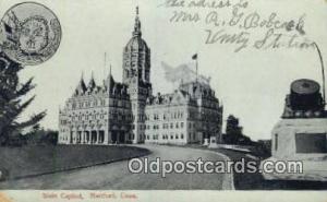 Hartford, Connecticut, CT State Capital USA Writing on back crease left botto...