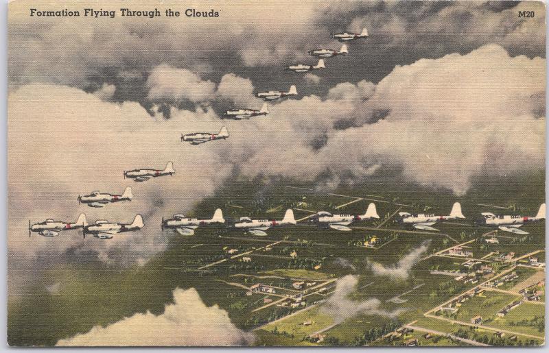 Military, WWII, Formation Flying through the clouds - 