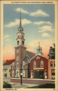 Frederick MD Fire Station Linen Postcard