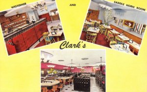 CLARK'S Seattle, WA Saddle Horn Room, Bar Interior 1950s Chrome Vintage Postcard