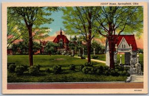 Springfield Ohio 1950s Postcard State IOOF Oddfellows Home Entrance