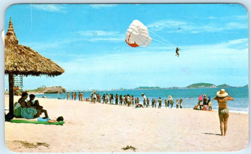 MAZATLAN, SINALOA  Mexico   LAS GAVIOTAS BEACH  Parachute Ride   Postcard