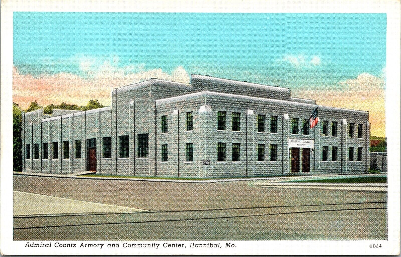 Front Admiral Coontz Armory Community Center Hannibal MO US Flag