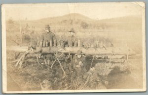 WWI AMERICAN SOLDIERS w/ MINE SHELLS DISPLAY ANTIQUE REAL PHOTO POSTCARD RPPC