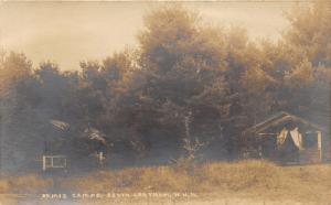 South Chatham New Hampshire~Bemis Camps~2 Log Cabins by Trees~1925 RPPC
