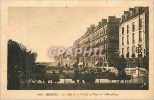 Old Postcard Rennes Garden on the Vilaine or place de la Republique