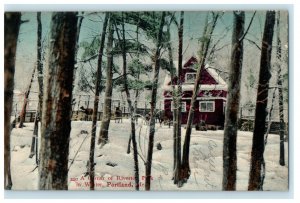 c1906 Corner of Riverton Park in Winter, Portland, Maine ME Antique Postcard  