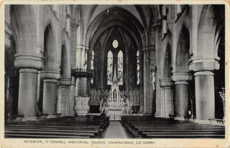 Cahersiveen Ireland O'Connell Memorial Church Interior Vintage Postcard AA34355