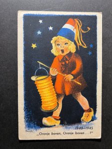 Mint Netherlands Liberation Postcard Child Stars Flag Hat 1940 to 1945