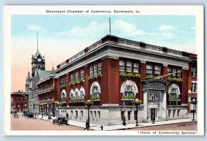 1920 Davenport Iowa Postcard Chamber Commerce Home Community Service Building