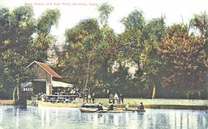 Beatrice NE Boat House And Auto Park Note Canoe's, Postcard