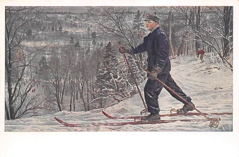 Man in the Mountains Snow Skiing Unused 