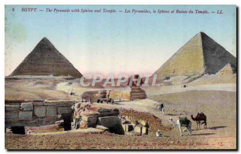 Postcard Ancient Egypt Egypt The Pyramids with sphinx and temple