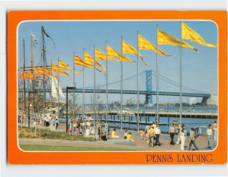 Postcard Beautiful Penn's Landing Along Delaware River Waterfront Philadelphia