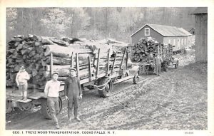 Wood Transportation - Cooks Falls, New York NY Postcard