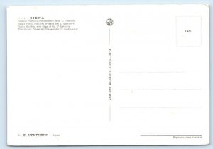 Palazzo Pubblico con bandiere delle 17 Contrade SIENNA ITALY Postcard