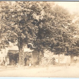 c1910s Man & Woman w/ House RPPC Beautiful Homestead Real Photo Big Tree PC A134