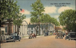 Falmouth Massachusetts MA Post Office Cape Cod Linen Vintage Postcard