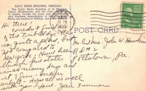 Vintage Postcard 1950's Daily News Building Historic Landmark Chicago Illinois