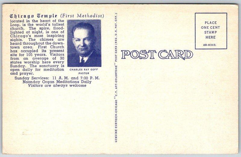 Chicago Illinois 1940s Postcard Chicago Temple Sanctuary First Floor