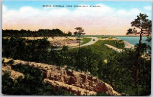 Scenic Highway Near Pensacola Florida FL Mountain Trees Roadway Postcard