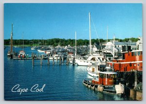 Boats Docked at Osterville CAPE COD Massachusetts 4x6 Vintage Postcard 0348