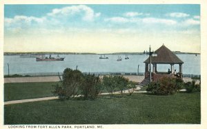 Vintage Postcard Looking From Fort Allen Park Portland Maine Eastern News Pub.
