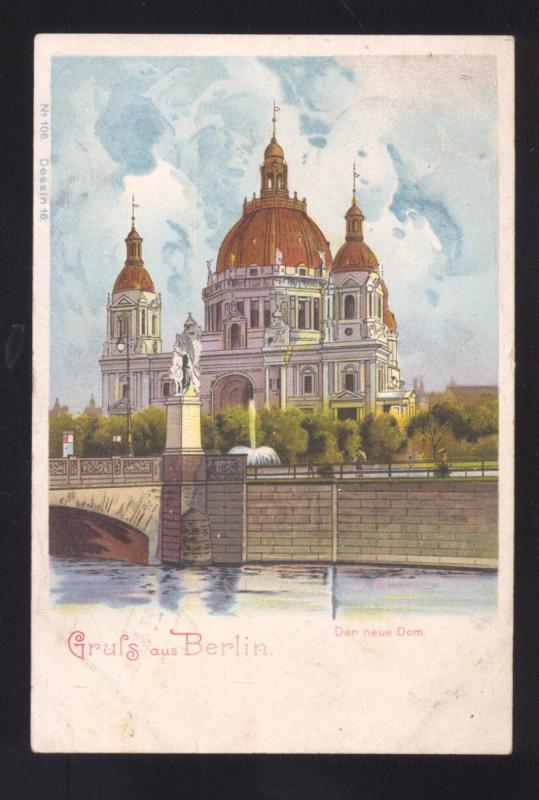 GRUSS AUS BERLIN GERMANY ANTIQUE VINTAGE POSTCARD 1900