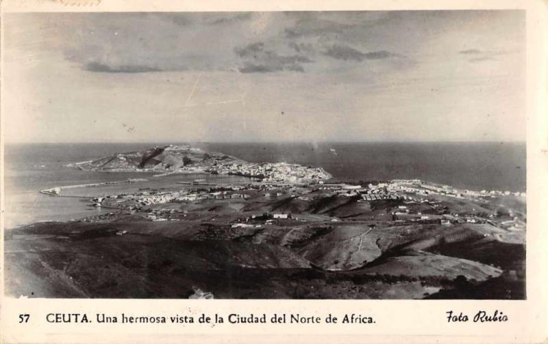 Ceuta Spain Birds Eye View Real Photo Antique Postcard J66000