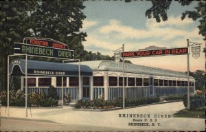 Rhinebeck New York NY Roadside Diner Linen Postcard