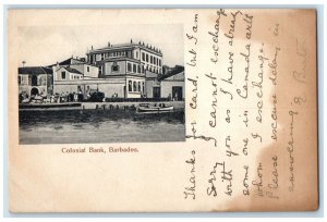 c1905 Boat Canoeing Scene Colonial Bank Barbados Antique Posted Postcard