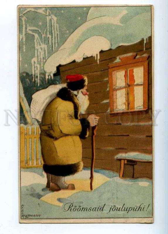 202813 SANTA CLAUS near Window AXEL ROSMANN vintage NEW YEAR