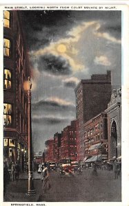 Main Street looking North from Court Square by night - Springfield, Massachus...