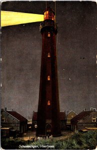 Netherlands Scheveningen Vuurtoren Vintage Postcard  09.73