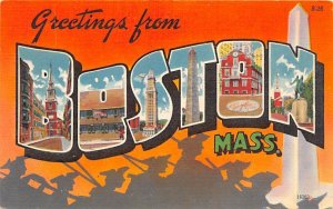 Greetings from Boston, Massachusetts Large Letter Unused 