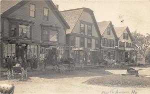 North Anson ME Main Street Store Fronts Hilton's Post Office RPPC Postcard