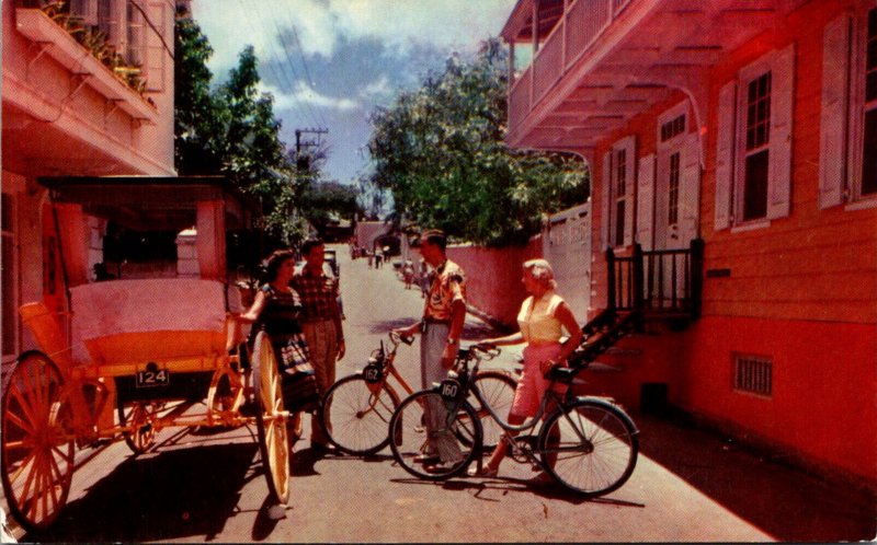 Bahamas Nassau Bicycling and Carriage Riding Cunard Cruise Line Card