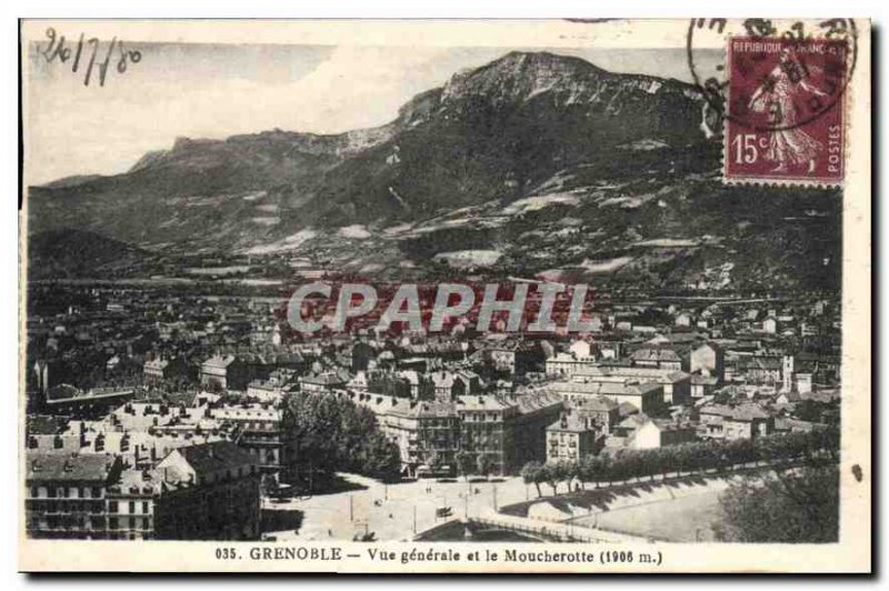 Old Postcard General view Grenoble and Moucherotte