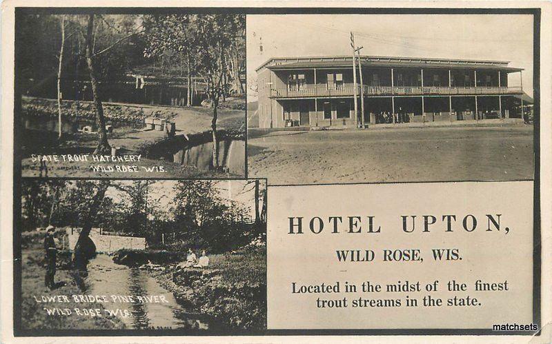 c1910 Hotel Upton Wild Rose Wisconsin Multi View RPPC Real photo Waushara  7131