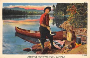 Greetings from Westport, Ontario Canada Fishing Unused 