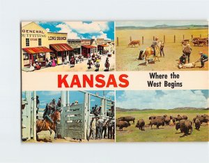 Postcard Where the West Begins Kansas USA