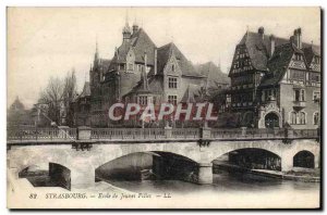 Old Postcard Strasbourg School Of Young Girls