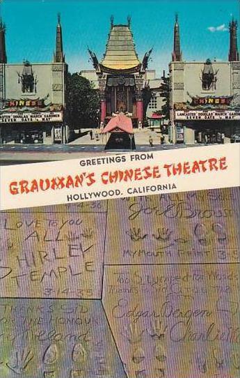 California Hollywood Greetings From Graumans Chinese Theatre