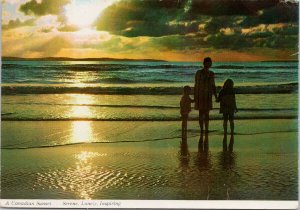 A Canadian Sunset Serene Lonely Inspiring Ipperwash Beach ON Postcard C8 *as is